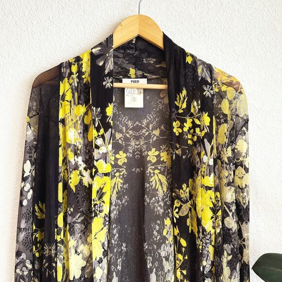 VTG Fuzzi Jean Paul Gaultier Mesh Floral Cardigan Large Y2K 90s Whimsy Italian - Picture 2 of 9